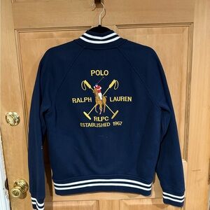 Polo by Ralph Lauren Navy Jacket with Yellow Logo Accent